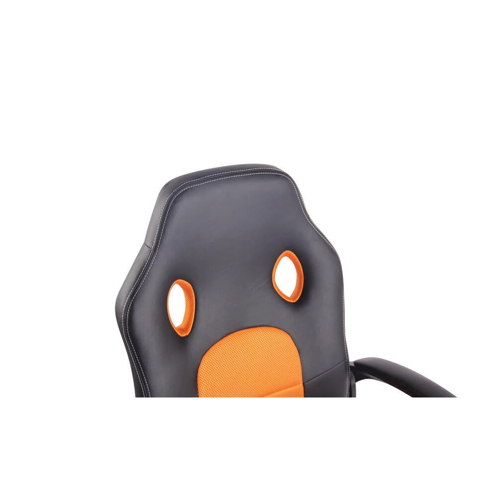 CLP Bureaustoel Elbing Zwart Frame - Kunstleer - Zwart/oranje 7 CLP Bureaustoel Elbing Zwart Frame - Kunstleer - Zwart/oranje - Afbeelding 5