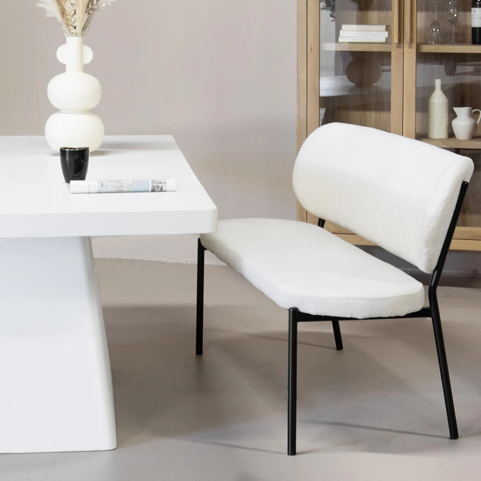 Eetkamerbank Beige Stof - Diepte 63cm - Zitbreedte 160cm - Maddie 4 Eetkamerbank Beige Stof - Diepte 63cm - Zitbreedte 160cm - Maddie - Afbeelding 2