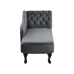 NIMES - Chaise Longue - Grijs - Rechterzijde - Fluweel -Meubelpromotie 409e97cba9fd4cae865bc41c6f3fe701