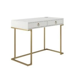 Camila - Bureau Met 2 Laden In Wit MDF 13 Camila - Bureau Met 2 Laden In Wit MDF -Meubelpromotie 41a9d421239a4101a8d6c315de1aa315