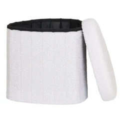 Hioshop Medford Poef Teddy- Wit Wit -Meubelpromotie 420c506f0e724404bcc2a5a0c7765413