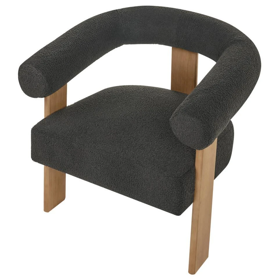 ILBRO - Fauteuil - Zwart/Donkerbruin - Bouclé 10 ILBRO - Fauteuil - Zwart/Donkerbruin - Bouclé - Afbeelding 8