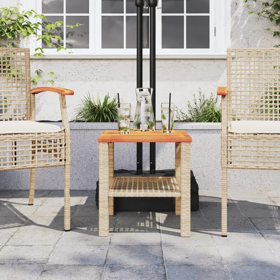 VidaXL - Loungetafel Met Opbergruimte - Beige - Poly Rattan En Hout - 40x40x42cm 5 VidaXL - Loungetafel Met Opbergruimte - Beige - Poly Rattan En Hout - 40x40x42cm - Afbeelding 3