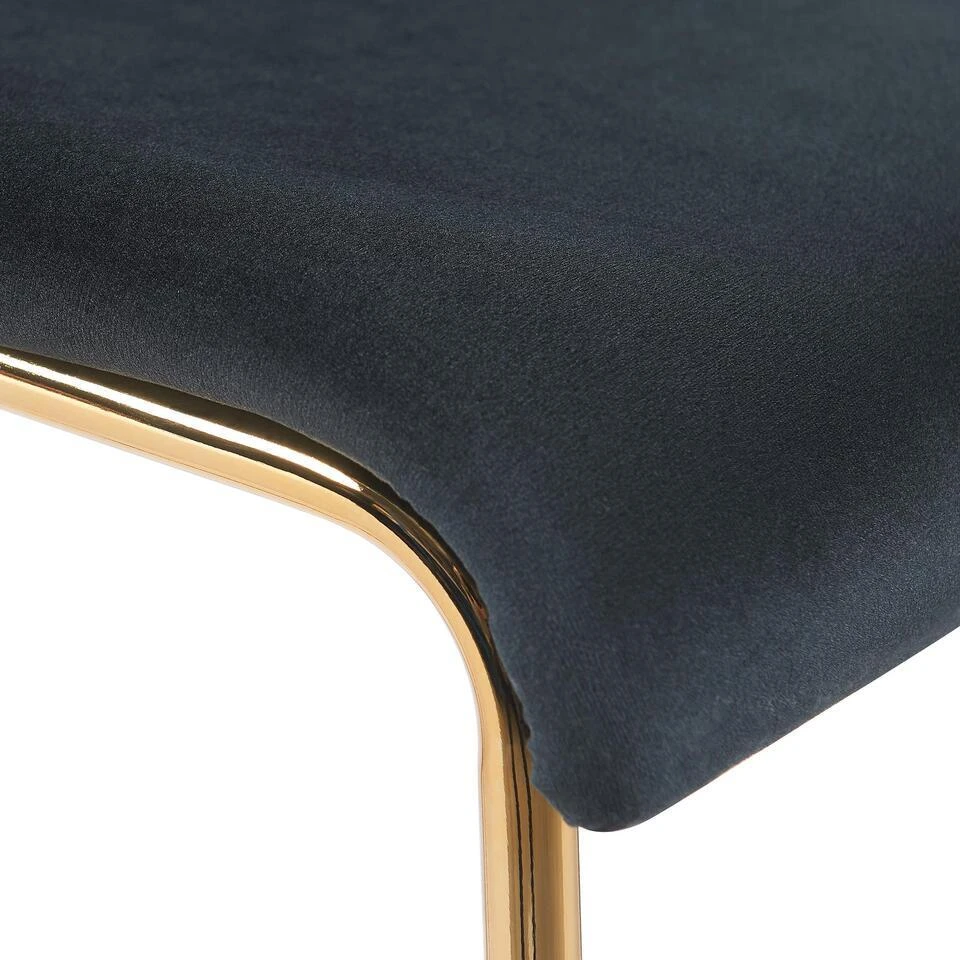 CLP Barkruk Hoover Goud Frame - Fluweel - Zwart 7 CLP Barkruk Hoover Goud Frame - Fluweel - Zwart - Afbeelding 5