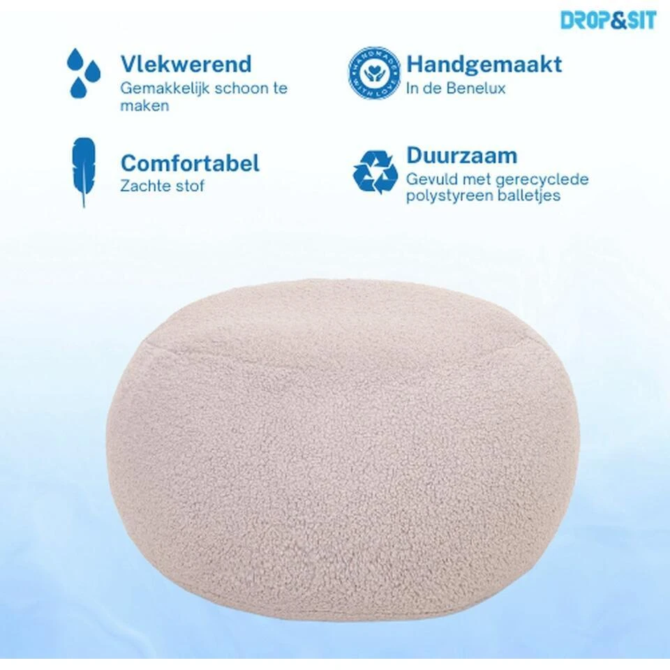 Parya - Poef - Teddy - Beige - 50 Cm 6 Parya - Poef - Teddy - Beige - 50 Cm - Afbeelding 4