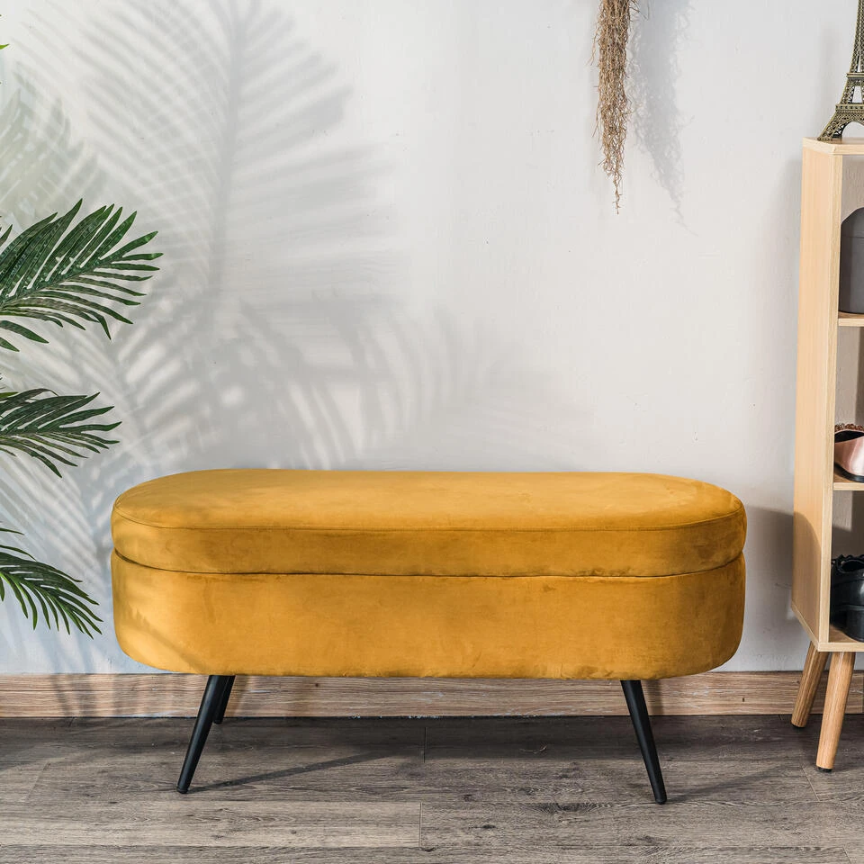 Bank Van Metaal En Geel Mosterdfluweel 4 Bank Van Metaal En Geel Mosterdfluweel - Afbeelding 2