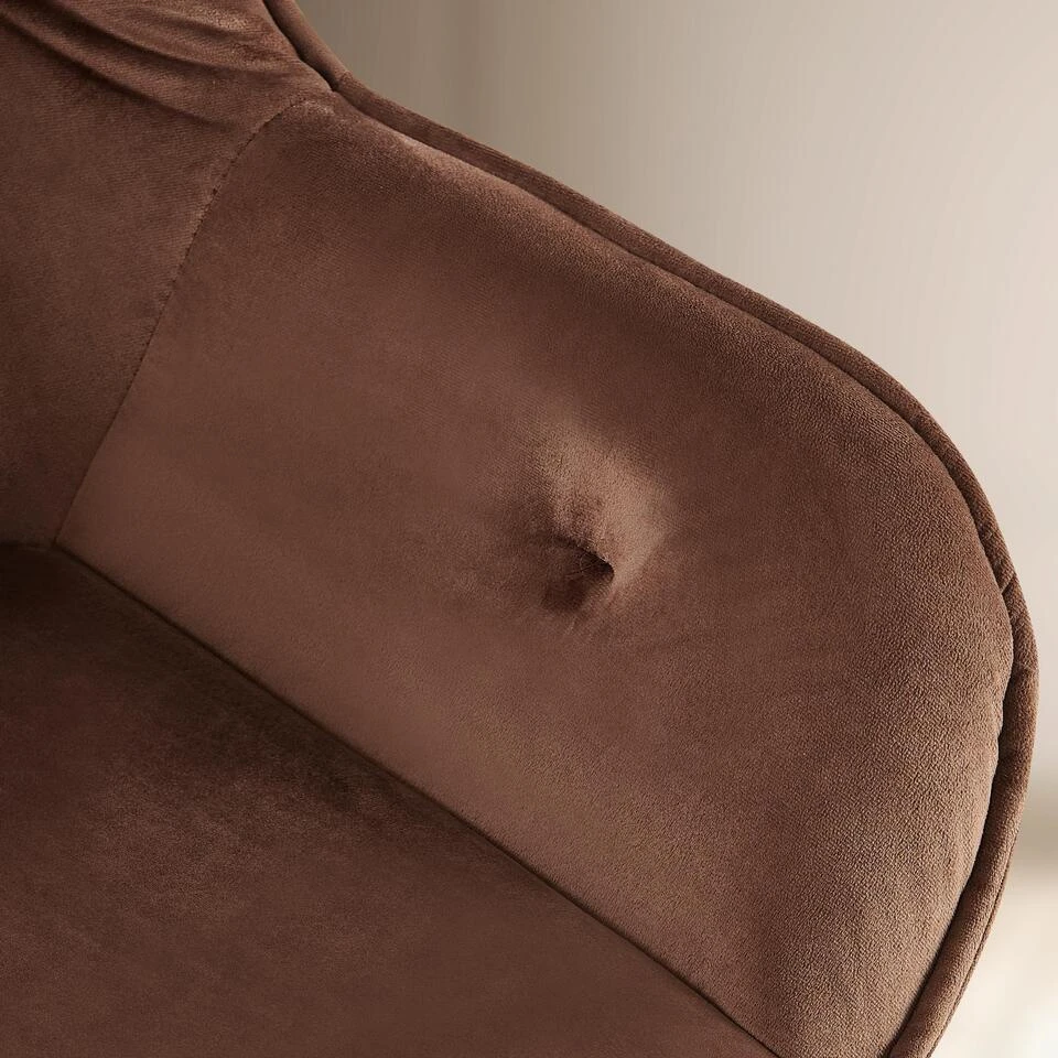 CLP Eetkamerstoel Cassis Zwart Frame - Fluweel - Bruin 9 CLP Eetkamerstoel Cassis Zwart Frame - Fluweel - Bruin - Afbeelding 7