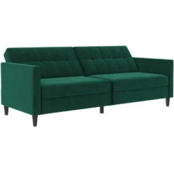 Hartford - 3-zits Slaapbank Donkergroen Fluweel -Meubelpromotie 4a986b35ff424a21b755901e75b7985a