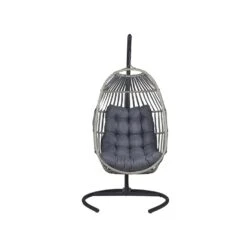 Beliani Hangstoel SESIA - Grijs Polyester, Pe Rotan -Meubelpromotie 4ec4e740c85e4b768d5972423f26bdbc