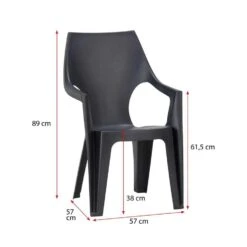 Keter - Stapelstoel Dante Hoge Rug - Donkergrijs - 89x57x57 Cm 8 Keter - Stapelstoel Dante Hoge Rug - Donkergrijs - 89x57x57 Cm -Meubelpromotie 50100437 9601