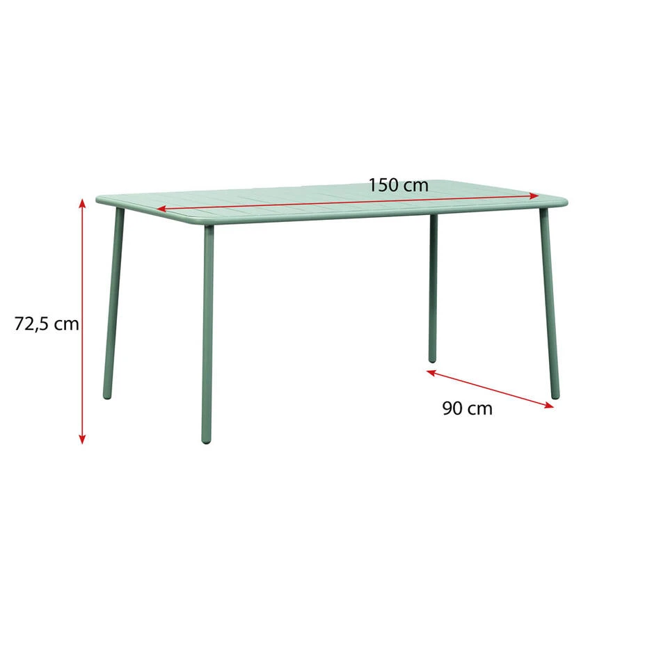 Tuintafel Vence - Metaal Lichtgroen - 72x150x90 Cm 6 Tuintafel Vence - Metaal Lichtgroen - 72x150x90 Cm - Afbeelding 4