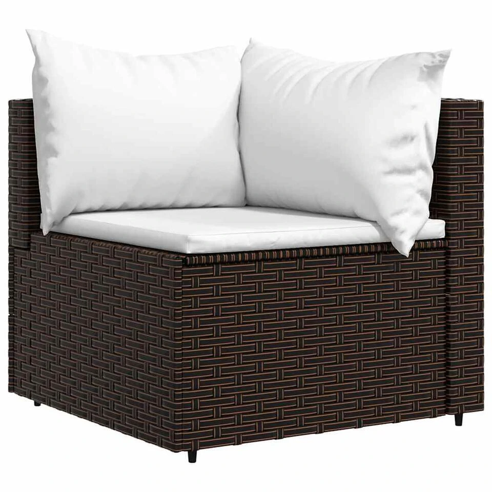 VidaXL - Tuinhoekbank - Bruin - Poly Rattan - Met Kussens 5 VidaXL - Tuinhoekbank - Bruin - Poly Rattan - Met Kussens - Afbeelding 3