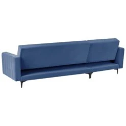 ABERDEEN - Slaapbank Met Ottomaan - Blauw - Rechtszijdig - Fluweel -Meubelpromotie 5391d3e93c844e15b7ab9c4efc2da16a