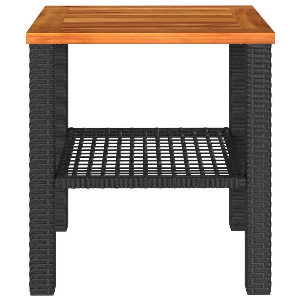 VidaXL - Loungetafel - Weerbestendig - Zwart - Poly Rattan En Hout - 40x40x42 Cm 6 VidaXL - Loungetafel - Weerbestendig - Zwart - Poly Rattan En Hout - 40x40x42 Cm - Afbeelding 4