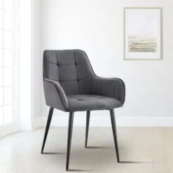 CLP Set Van 2 Eetkamerstoel Ferndale Zwart Frame - Fluweel - Donkergrijs 11 CLP Set Van 2 Eetkamerstoel Ferndale Zwart Frame - Fluweel - Donkergrijs -Meubelpromotie 58f354e5f7ab457187981a03a29f963d
