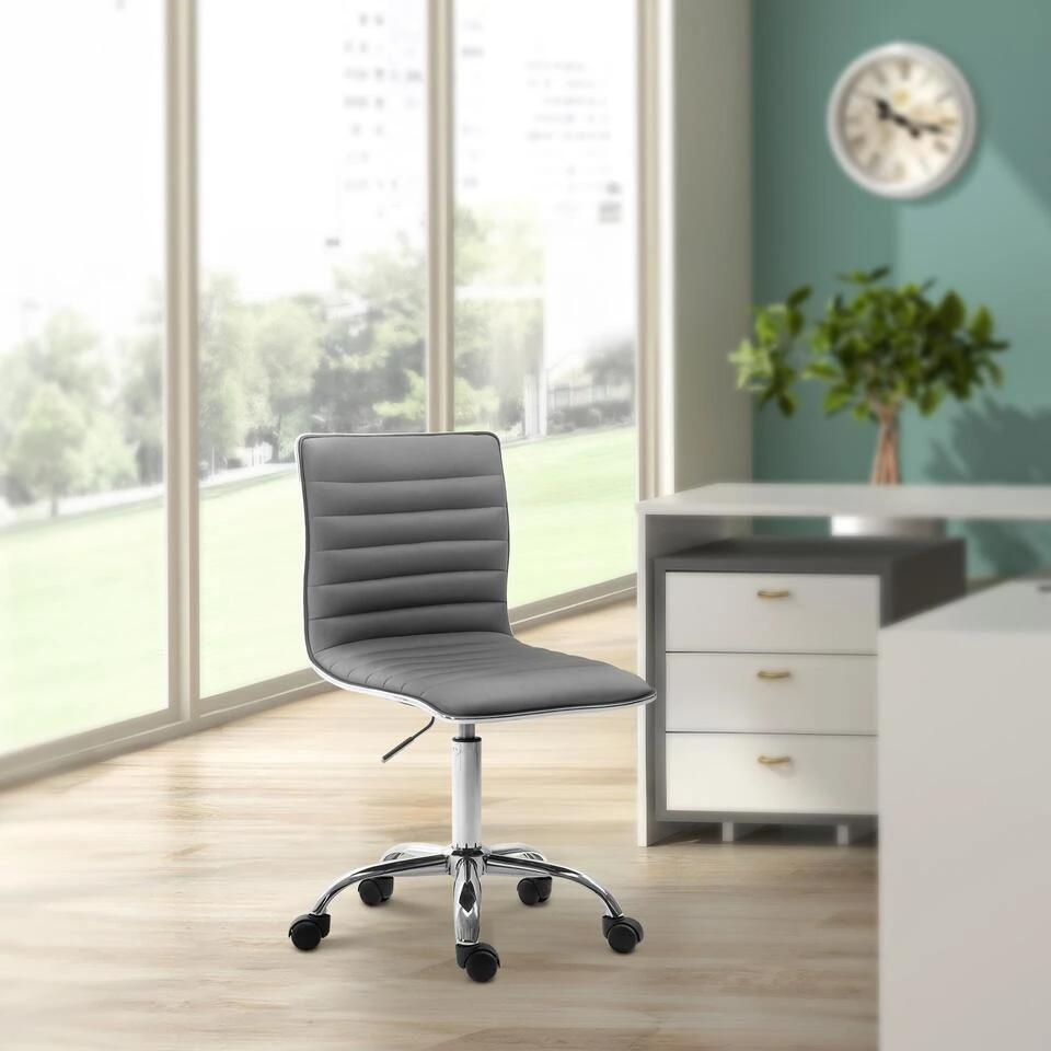 CLP Bureaustoel Alamosa Chroom Frame - Kunstleer - Grijs 5 CLP Bureaustoel Alamosa Chroom Frame - Kunstleer - Grijs - Afbeelding 3