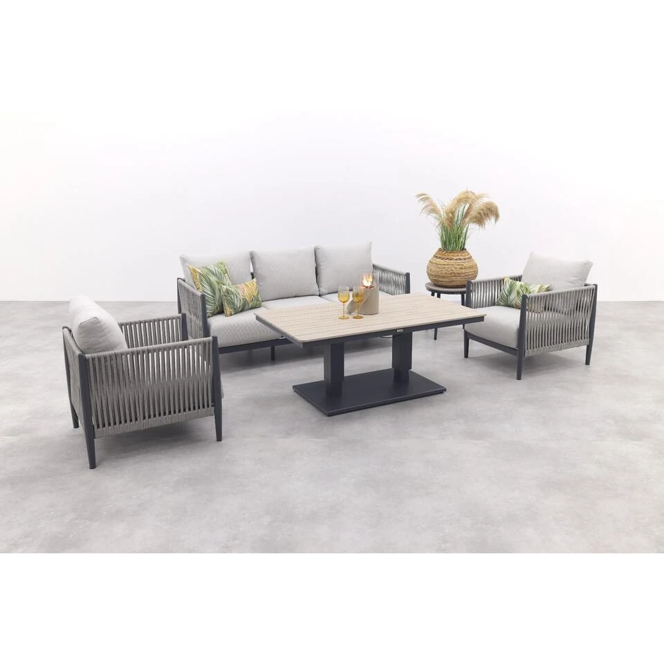 GI Diamo/Cyprus Verstelbare Stoel/bank Lounge-diningset - Carbon Black/Zand 12 GI Diamo/Cyprus Verstelbare Stoel/bank Lounge-diningset - Carbon Black/Zand - Afbeelding 10