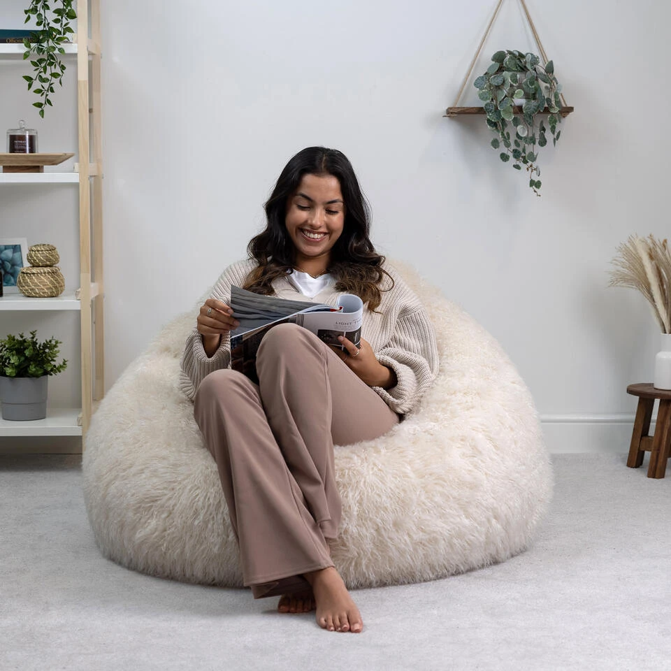 Icon Zitzak Cocoon - Zitzak Van Imitatiebont - Wit 4 Icon Zitzak Cocoon - Zitzak Van Imitatiebont - Wit - Afbeelding 2