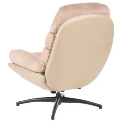 EIDE - Fauteuil Met Hocker - Beige - Fluweel -Meubelpromotie 5af2faf792ab430a940d8d3945687173