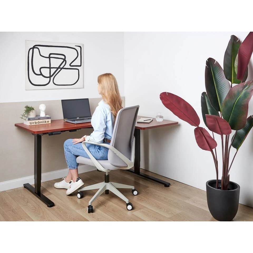 DESTINES - Elektrisch Bureau - Zwart/Donkerhout - Links - Vezelplaat 4 DESTINES - Elektrisch Bureau - Zwart/Donkerhout - Links - Vezelplaat - Afbeelding 2