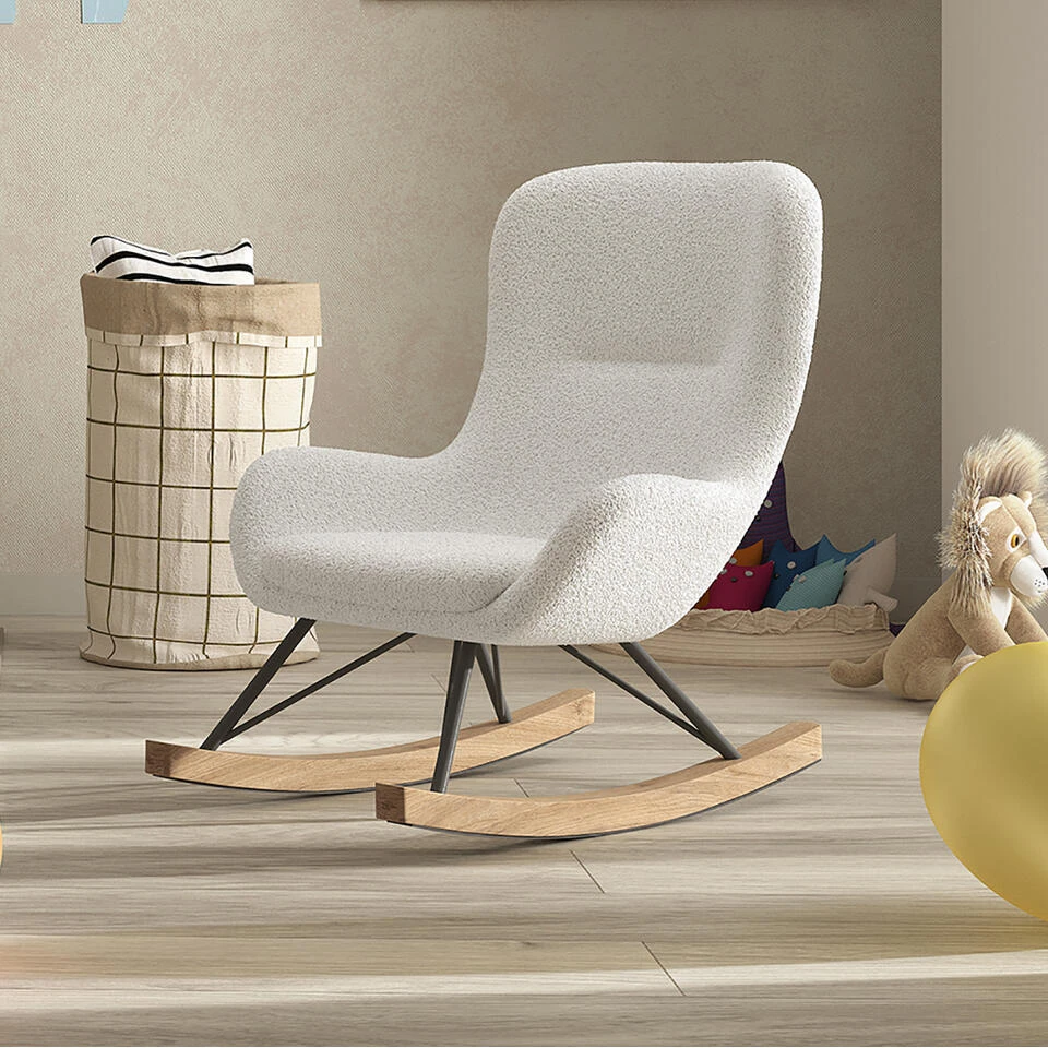 Kinderschommelstoel Rocky - 66x56x69 Cm - Bouclé/wit 5 Kinderschommelstoel Rocky - 66x56x69 Cm - Bouclé/wit - Afbeelding 3