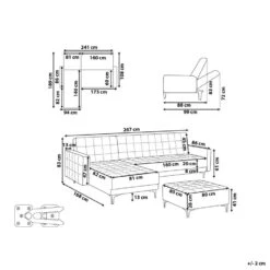 ABERDEEN - Slaapbank Met Ottomaan - Blauw - Rechtszijdig - Fluweel -Meubelpromotie 5d1b595725fc4250a57d9873290c0864