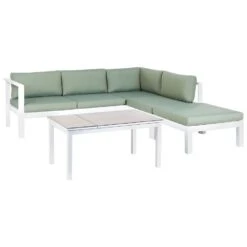 MESSINA - Loungeset Voor 5 - Wit/Groen - Aluminium -Meubelpromotie 5f6f2da1f92a446682793004ea637cc8