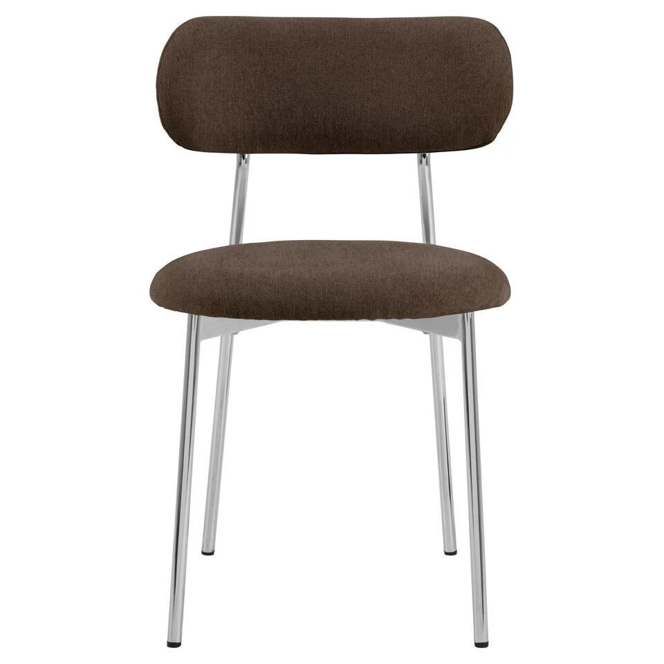 Eetkamerstoel - Bruin - Stof - Zithoogte 48cm - Morka - Set Van 2 6 Eetkamerstoel - Bruin - Stof - Zithoogte 48cm - Morka - Set Van 2 - Afbeelding 4