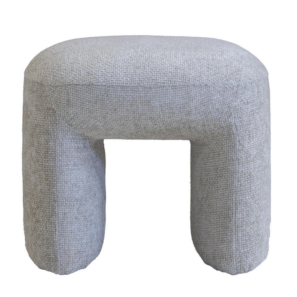 Poef Stof/Textiel Taupe - 47x42x42cm - Raven 5 Poef Stof/Textiel Taupe - 47x42x42cm - Raven - Afbeelding 3