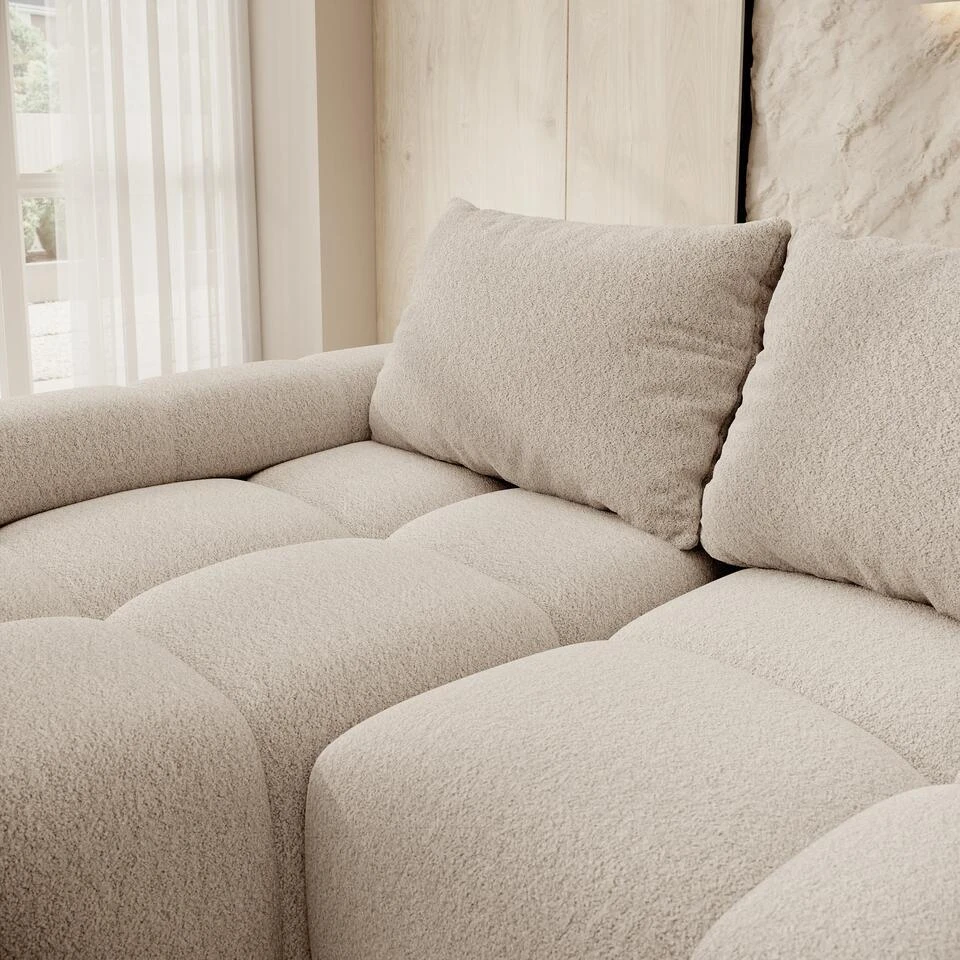 Meubella - Broome - Hoekbank 3-zits - Beige Teddystof - Links 6 Meubella - Broome - Hoekbank 3-zits - Beige Teddystof - Links - Afbeelding 4