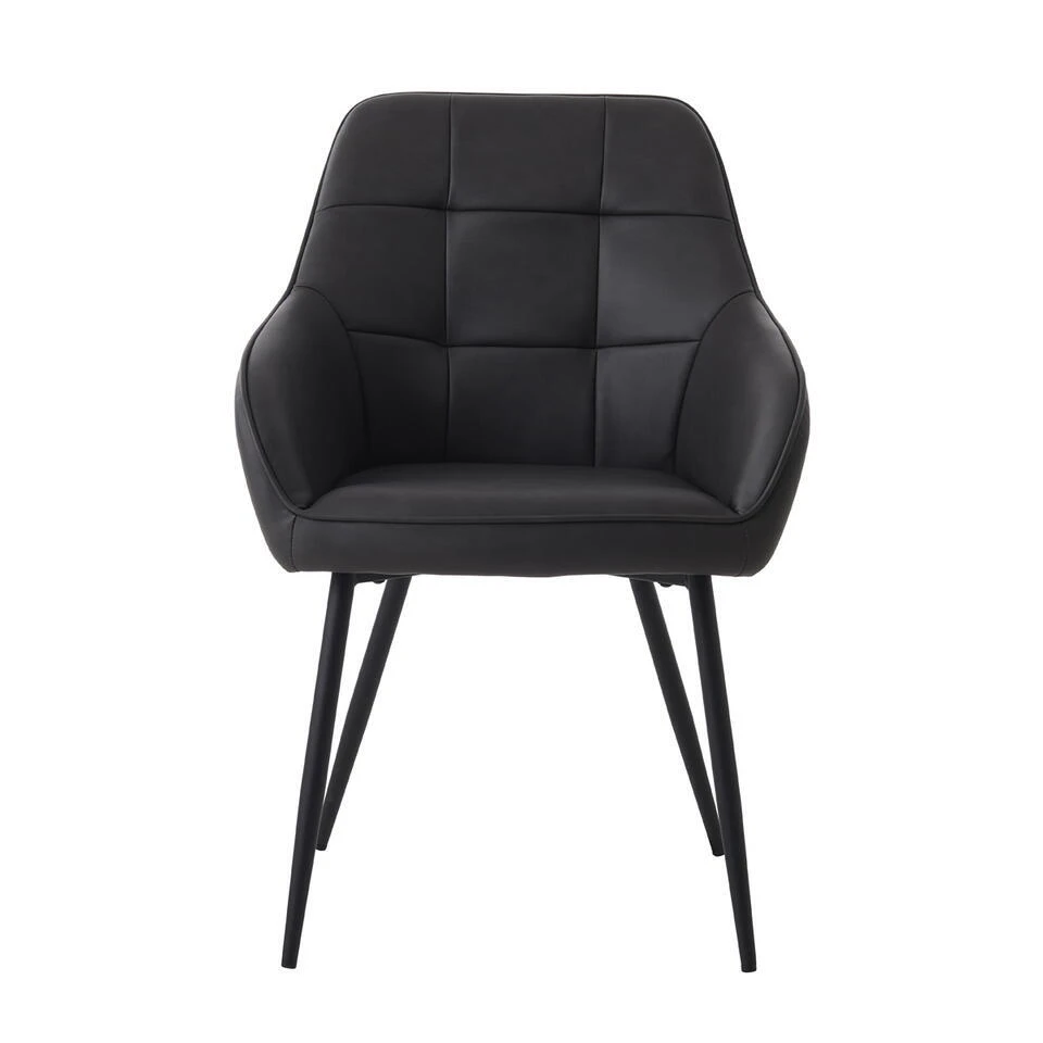 Eetkamerstoel Donkergrijs PU Leer - Nolan - Set Van 2 5 Eetkamerstoel Donkergrijs PU Leer - Nolan - Set Van 2 - Afbeelding 3