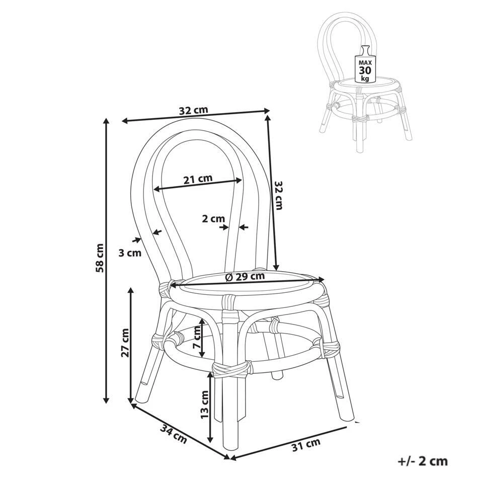 KALIVIA - Kinderstoel - Roze - Rotan 6 KALIVIA - Kinderstoel - Roze - Rotan - Afbeelding 4