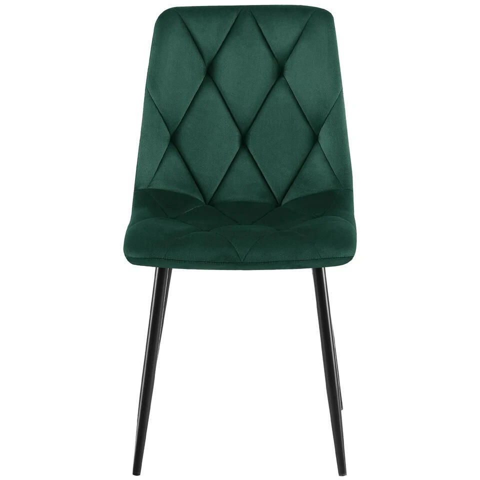 CLP Set Van 2 Eetkamerstoel Clairton Zwart Frame - Fluweel - Groen 7 CLP Set Van 2 Eetkamerstoel Clairton Zwart Frame - Fluweel - Groen - Afbeelding 5