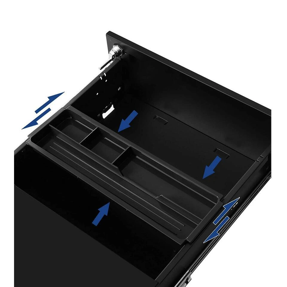 Bureau Ladeblok Verrijdbaar Incl. Slot - 55x45x39cm - Zwart 7 Bureau Ladeblok Verrijdbaar Incl. Slot - 55x45x39cm - Zwart - Afbeelding 5