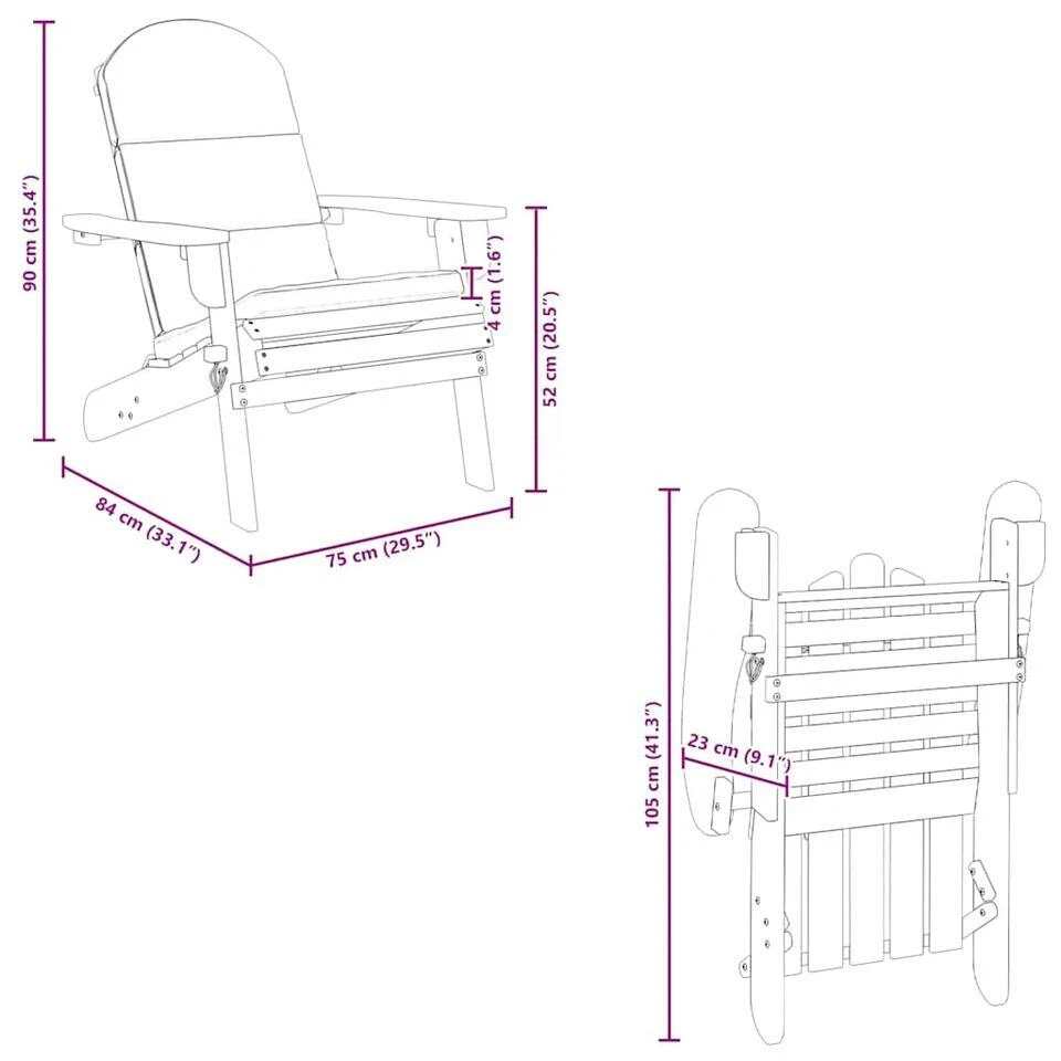 VidaXL - Adirondack Tuinstoel - Kussens - Bruin - Acaciahout - 75x84x90 Cm 11 VidaXL - Adirondack Tuinstoel - Kussens - Bruin - Acaciahout - 75x84x90 Cm - Afbeelding 9