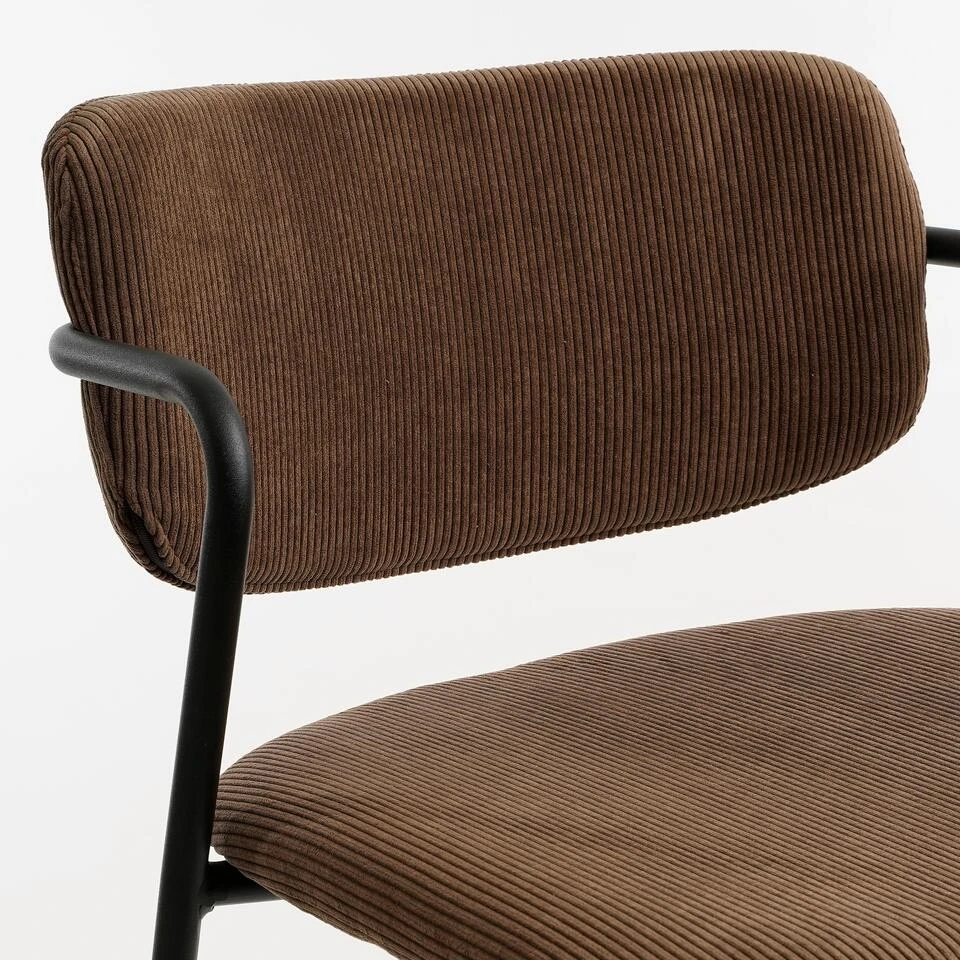 Mica Decorations Nanet Barkruk - H91 Cm - Velvet - Donkerbruin 4 Mica Decorations Nanet Barkruk - H91 Cm - Velvet - Donkerbruin - Afbeelding 2