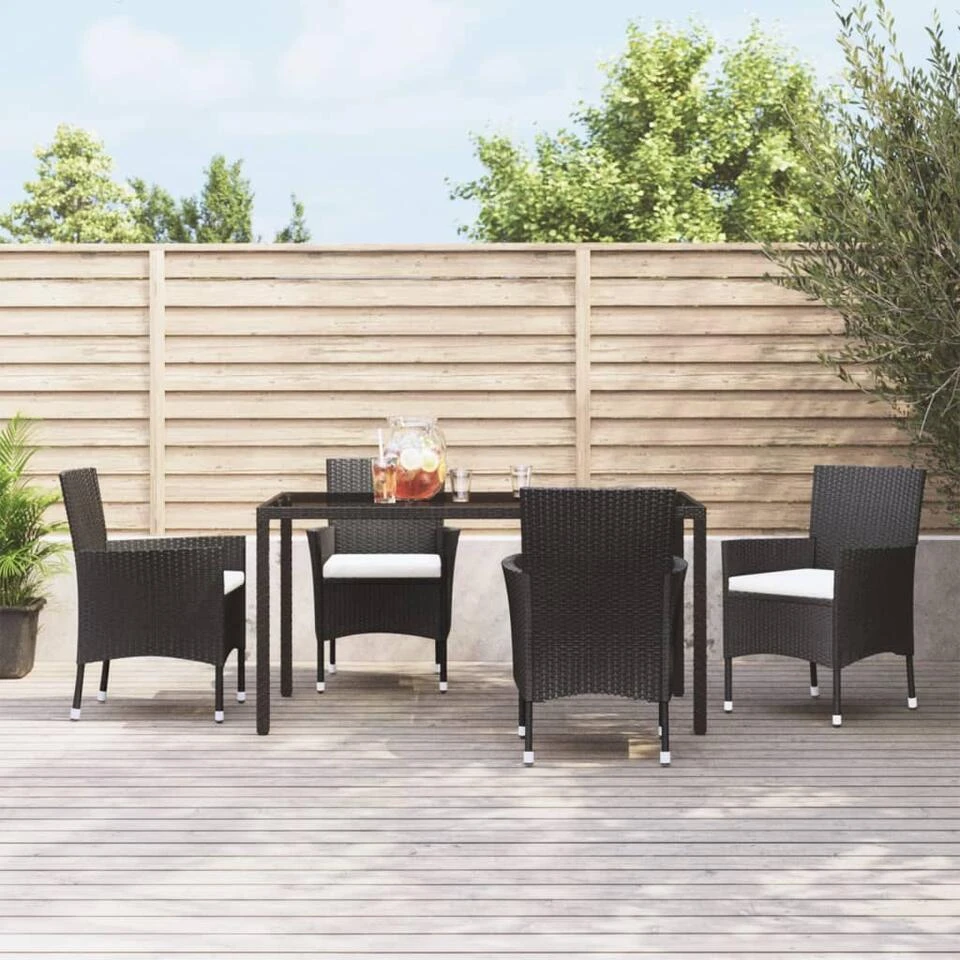 VidaXL - Buitenstoelen - Kussens - Zwart - Poly Rattan - 4 Stuks 4 VidaXL - Buitenstoelen - Kussens - Zwart - Poly Rattan - 4 Stuks - Afbeelding 2