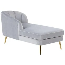 ALLIER - Chaise Longue - Grijs - Rechterzijde - Fluweel -Meubelpromotie 6d350cb5ca3246c4b905feac02b79968