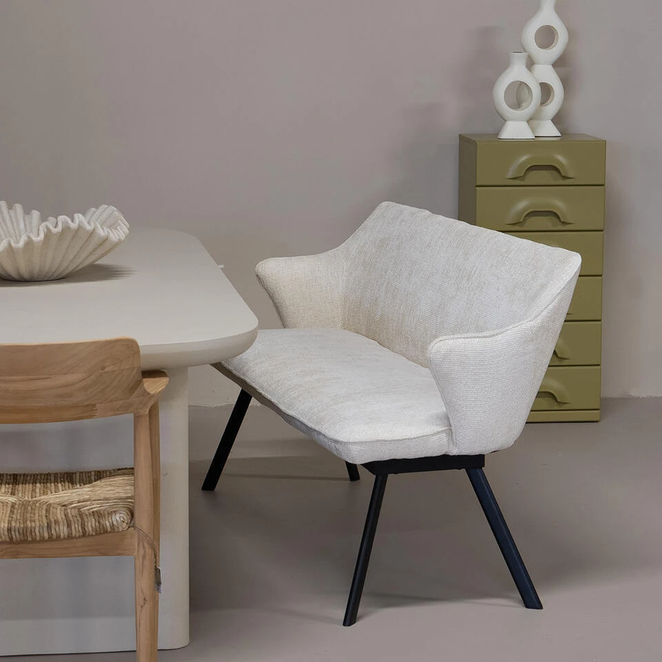 Eetkamerbank Rechthoek - Beige Stof - 160x60x88cm - Taylor 4 Eetkamerbank Rechthoek - Beige Stof - 160x60x88cm - Taylor - Afbeelding 2