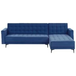 ABERDEEN - Slaapbank Met Ottomaan - Blauw - Linkszijdig - Fluweel -Meubelpromotie 6f64739a8eae4ffca5f7a60bcaf5480e 1