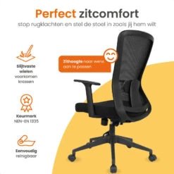 Goliving Ergonomisch Bureaustoel - Verstelbaar - Op Wieltjes - Zwart -Meubelpromotie 6ff9d9d0a1ac4d30927fa1f83cd62760