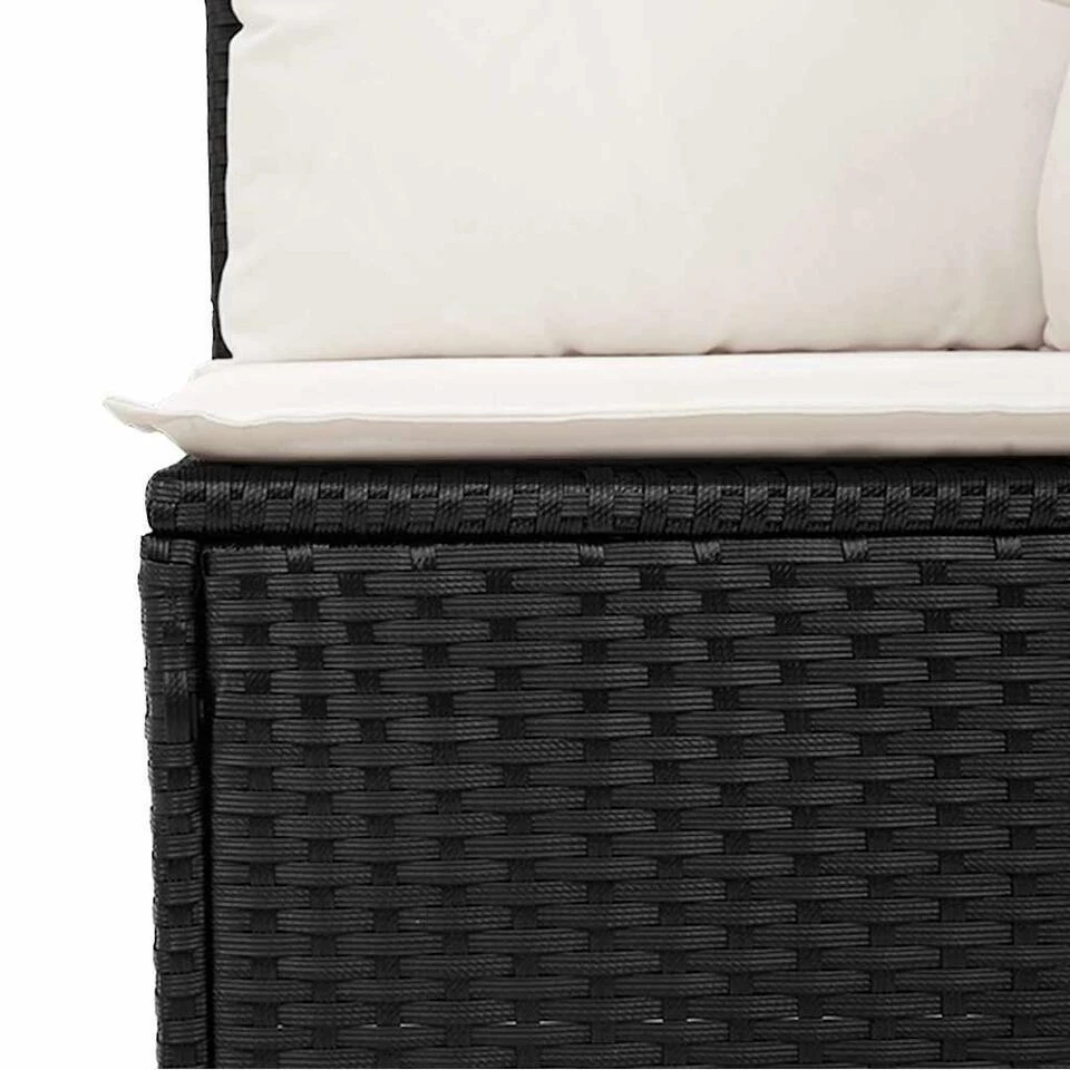 VidaXL Loungebank 2 Zits Met Crème Kussens Poly Rattan - Zwart 110x62x69 Cm 7 VidaXL Loungebank 2 Zits Met Crème Kussens Poly Rattan - Zwart 110x62x69 Cm - Afbeelding 5