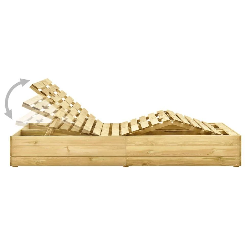 VidaXL Ligbed Tweepersoons Met Beige Kussens Geïmpregneerd Grenenhout 5 VidaXL Ligbed Tweepersoons Met Beige Kussens Geïmpregneerd Grenenhout - Afbeelding 3