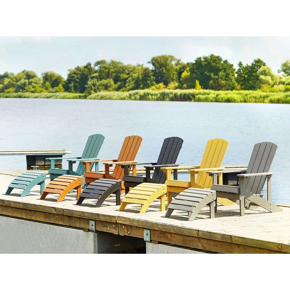 Beliani Tuinstoel ADIRONDACK - Blauw Kunsthout 4 Beliani Tuinstoel ADIRONDACK - Blauw Kunsthout - Afbeelding 2