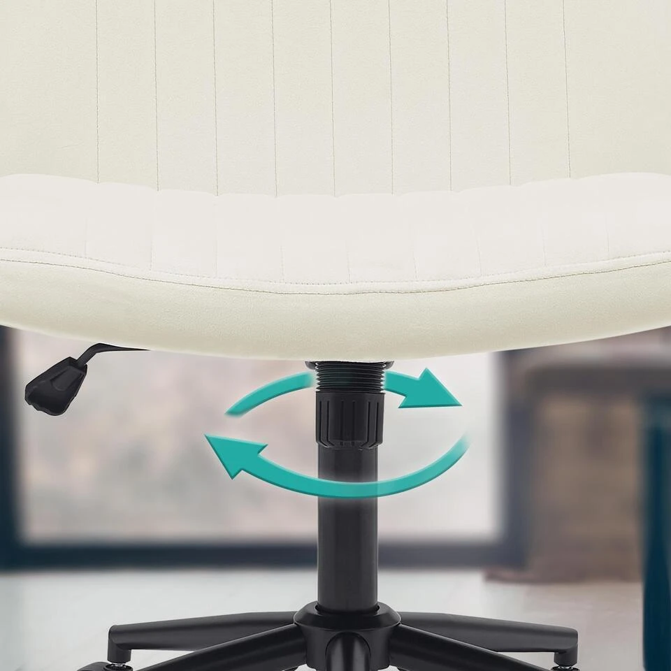 CLP Bureaustoel Kingman Zwart Frame - Fluweel - Creme 7 CLP Bureaustoel Kingman Zwart Frame - Fluweel - Creme - Afbeelding 5