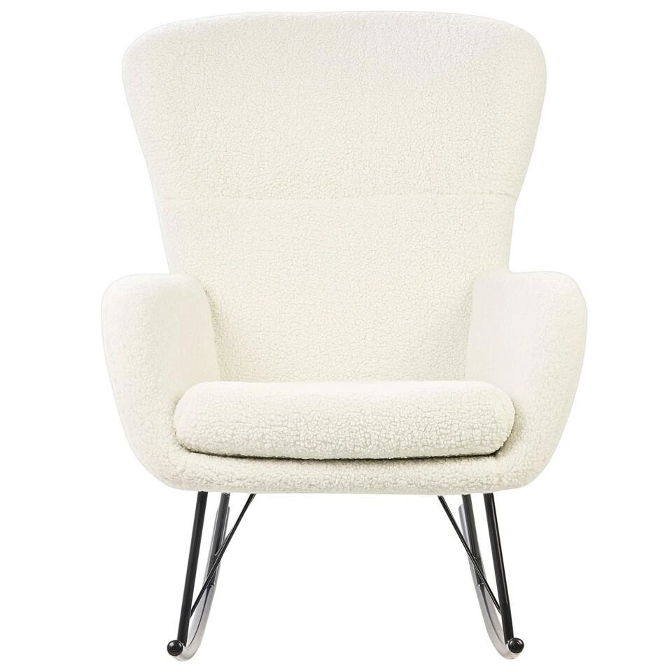 ANASET - Schommelstoel - Wit/Zwart - Bouclé 8 ANASET - Schommelstoel - Wit/Zwart - Bouclé - Afbeelding 6