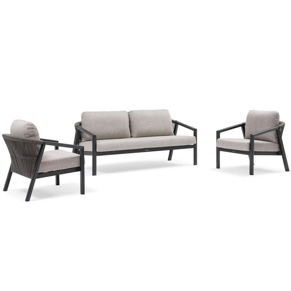 Stoel En Bank Loungeset 5 Personen Aluminium Grijs Lifestyle Garden Furniture 4 Stoel En Bank Loungeset 5 Personen Aluminium Grijs Lifestyle Garden Furniture - Afbeelding 2