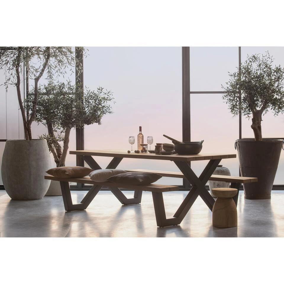 WOOOD Tablo Picknicktafel Met X-poot Buiten - Naturel - 75x206x145 4 WOOOD Tablo Picknicktafel Met X-poot Buiten - Naturel - 75x206x145 - Afbeelding 2