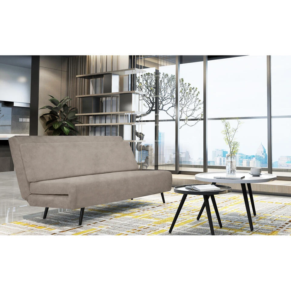 Mallory - Slaapbank 140 Cm In Taupe Fluweel 4 Mallory - Slaapbank 140 Cm In Taupe Fluweel - Afbeelding 2