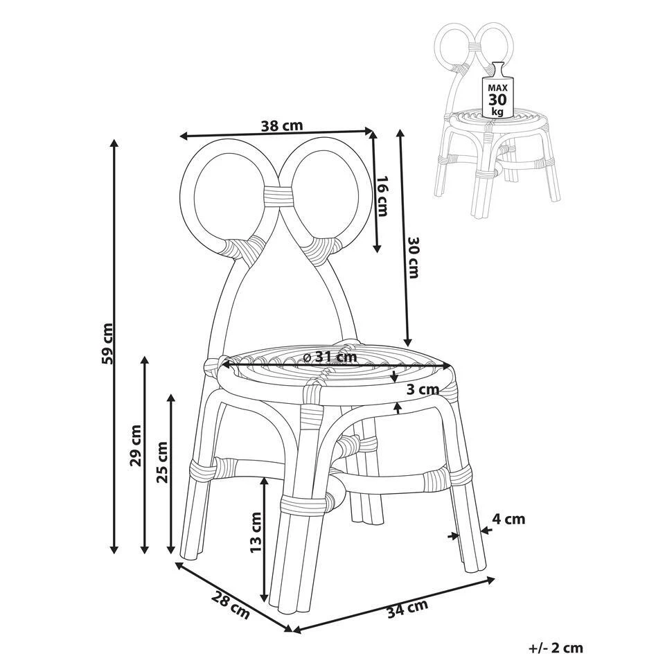 MIRTIA - Kinderstoel - Natuurlijk - Rotan 5 MIRTIA - Kinderstoel - Natuurlijk - Rotan - Afbeelding 3